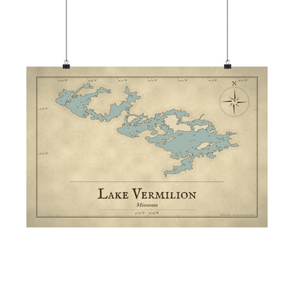 Lake Vermilion Vintage Map poster wall art