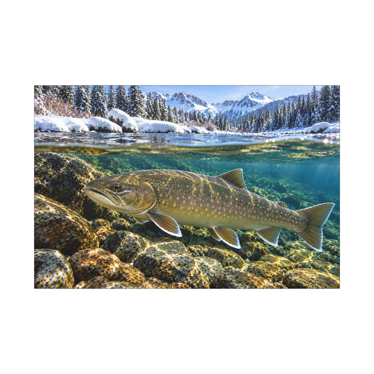 Snowy Mountain River Bull Trout canvas, 36x24 size view