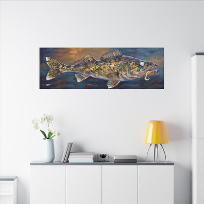 Legends Bold Twilight Walleye Panorama long canvas wall art, view 6