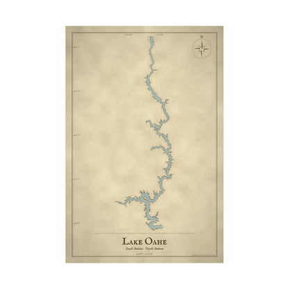 Lake Oahe Vintage Map poster wall art, view 4