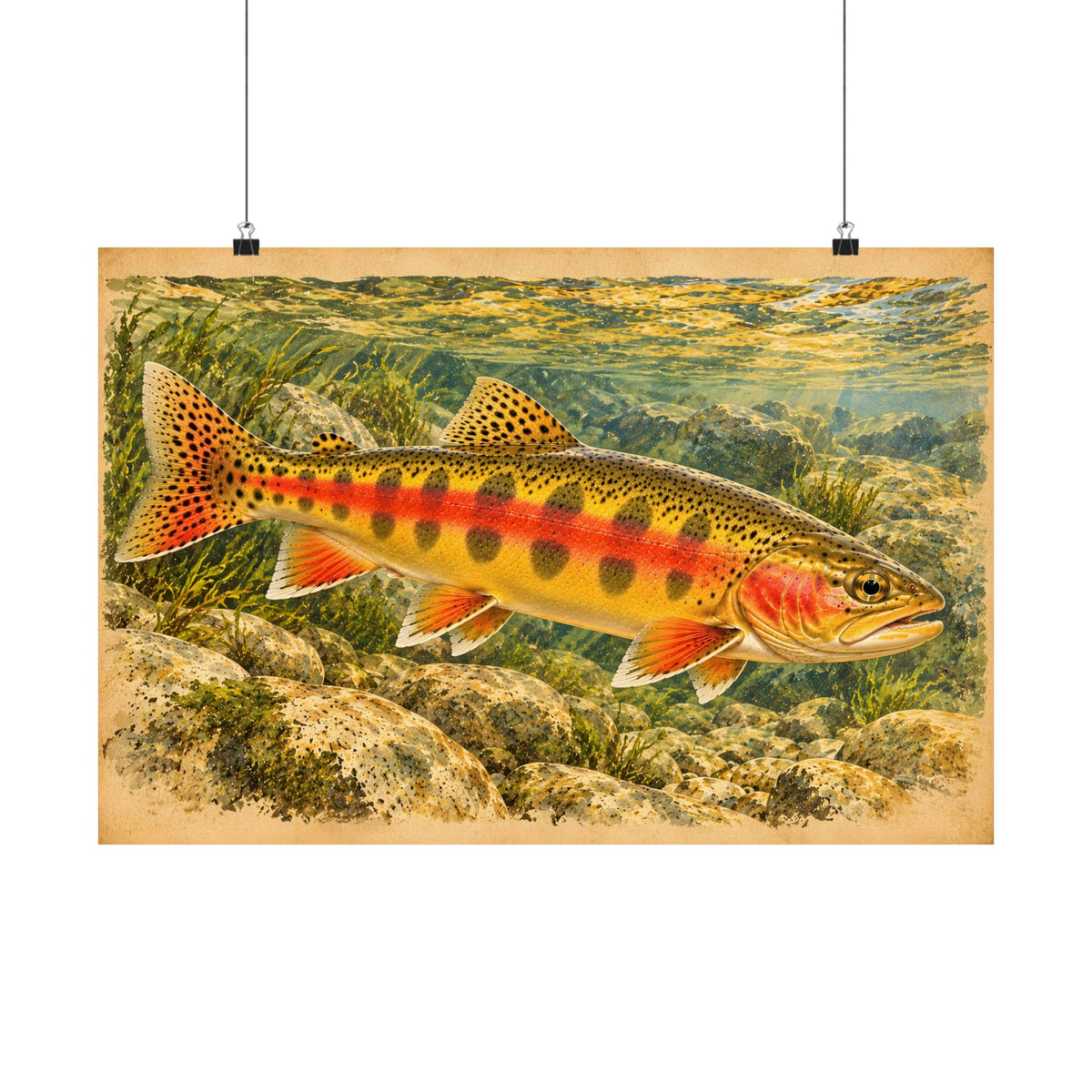 Vintage Underwater Portrait Golden Trout poster wall art