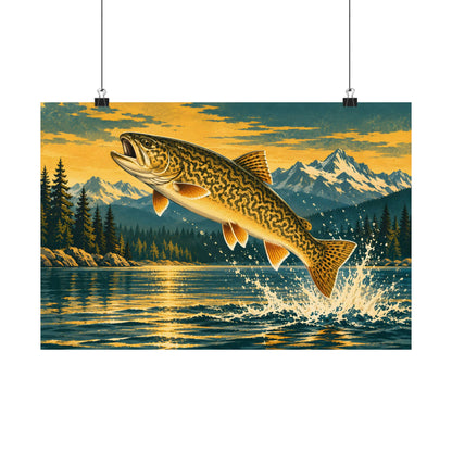Mountain Lake Leap Tiger Trout poster wall art, view 2