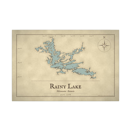 Rainy Lake Vintage Map canvas wall art, view 3