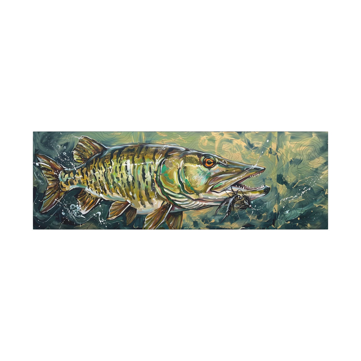 Legends Bold Northwoods Muskie Panorama long canvas wall art
