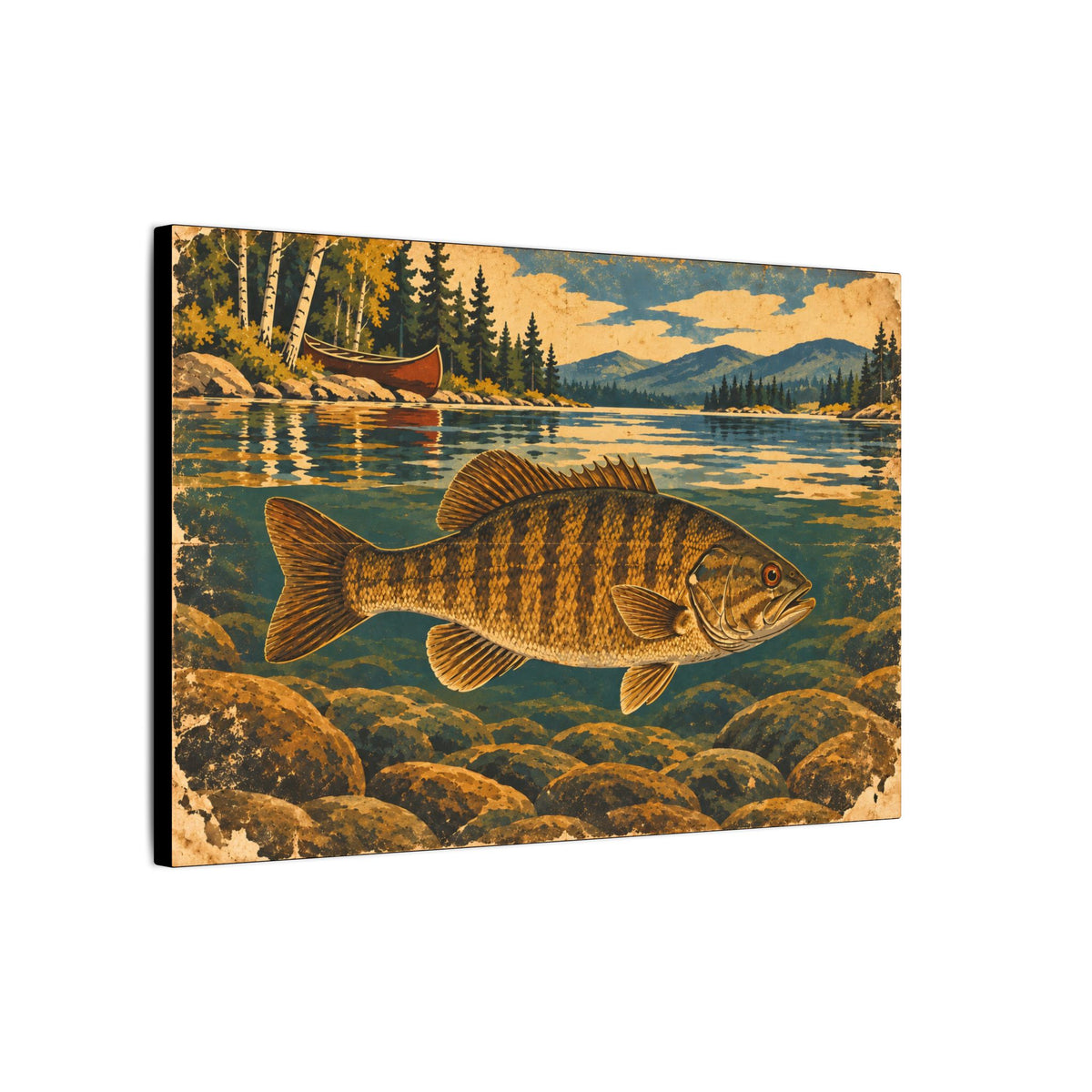 Vintage Lodge River Smallmouth Canvas wall art, view 4