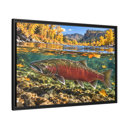 Clearwater Fall Coho Salmon framed canvas, side angle