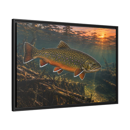 Sunset Beaver Dam Brook Trout framed canvas wall art, view 4