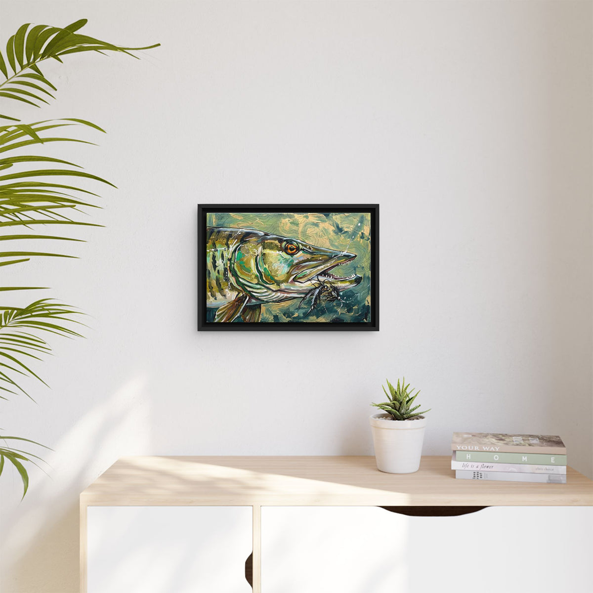 Legends Bold Close-Up Northwoods Muskie framed canvas wall art, view 5