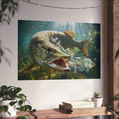 Northern Pike Predator Strike Fine Art Print — Museum-Quality Giclée for Anglers