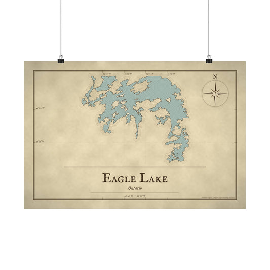 Eagle Lake Vintage Map poster wall art
