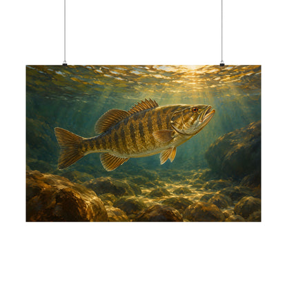 Bronzeback Rising Smallmouth Bass poster wall art, view 3