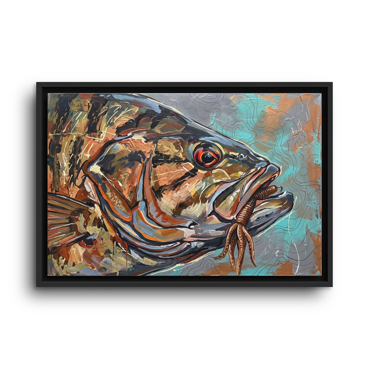 Legends Bold Close-Up Rocky Point Smallmouth Bass framed canvas wall art, view 2