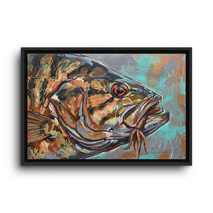 Legends Bold Close-Up Rocky Point Smallmouth Bass framed canvas wall art, view 2