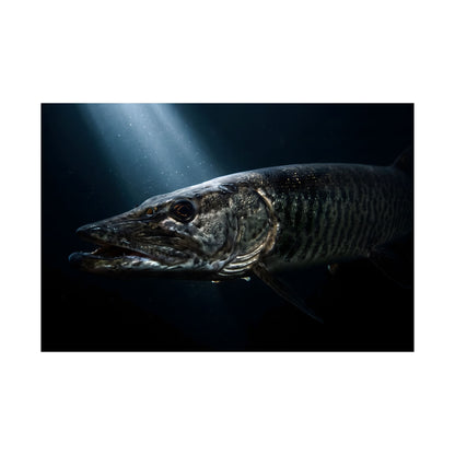 Moonlit Northern Pike Poster — Nocturnal Matte Wall Art for Anglers