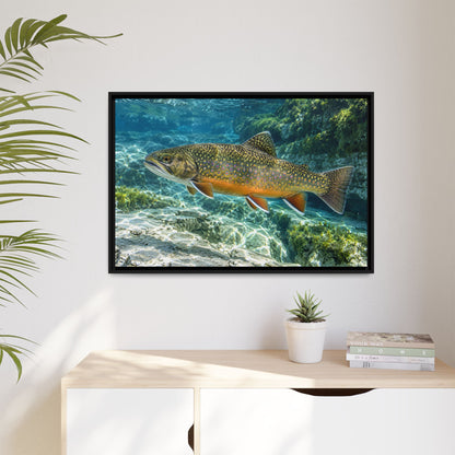 Sapphire Spring Brook Trout framed canvas wall art, view 5