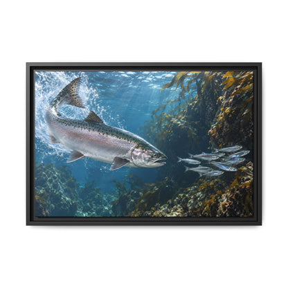 Silver Torpedo Chinook Salmon framed canvas wall art, view 3