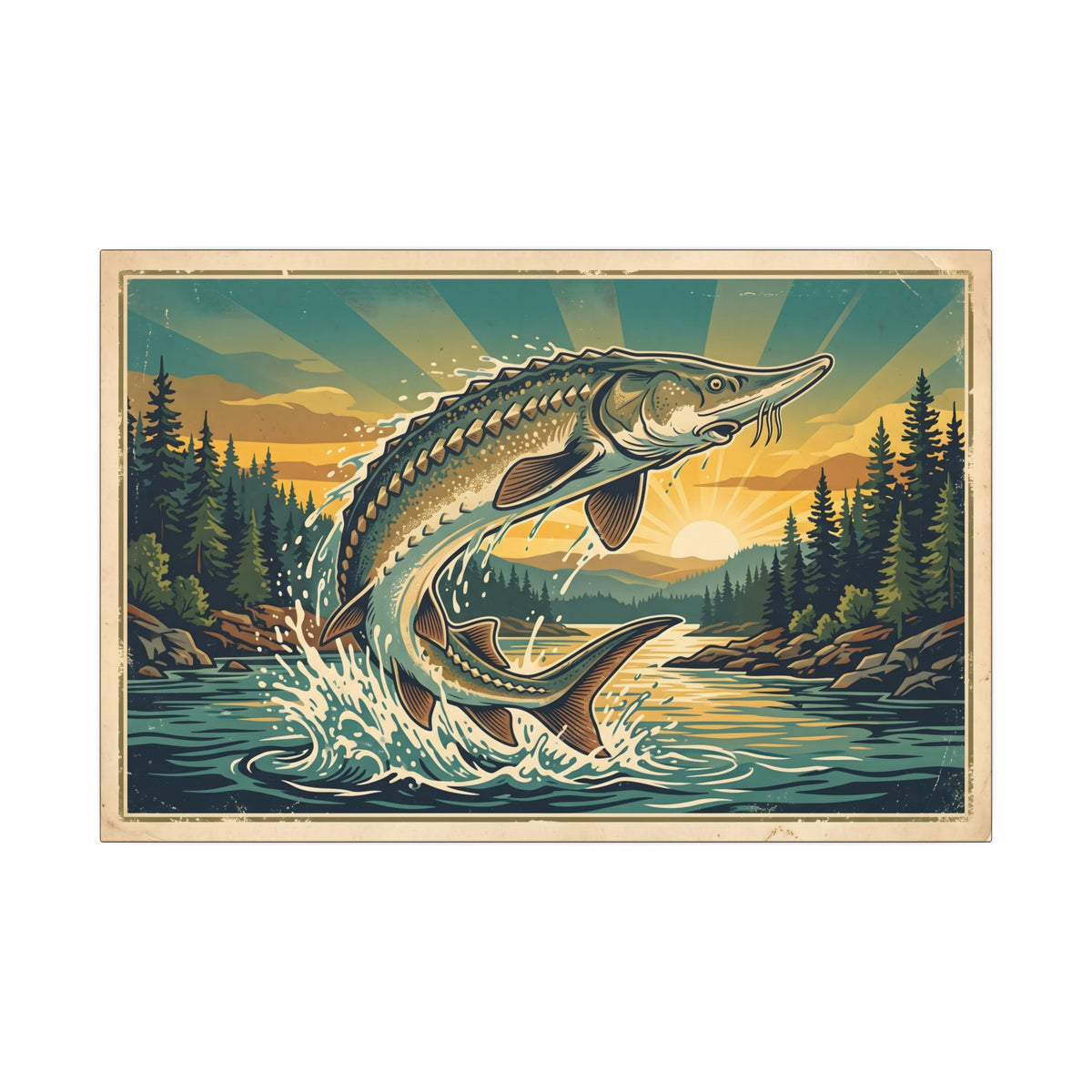 Sturgeon Sunrise Breach canvas wall art, view 2