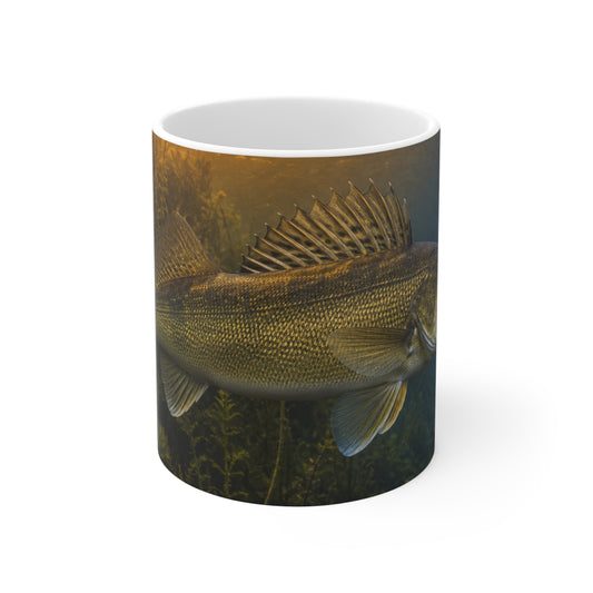 Walleye at Dusk full-wrap coffee mug, front view
