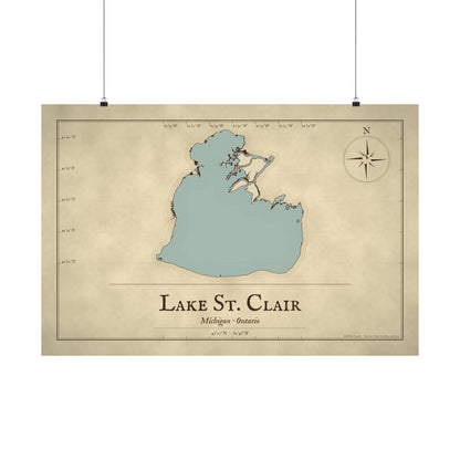 Lake St. Clair Vintage Map poster wall art, view 3