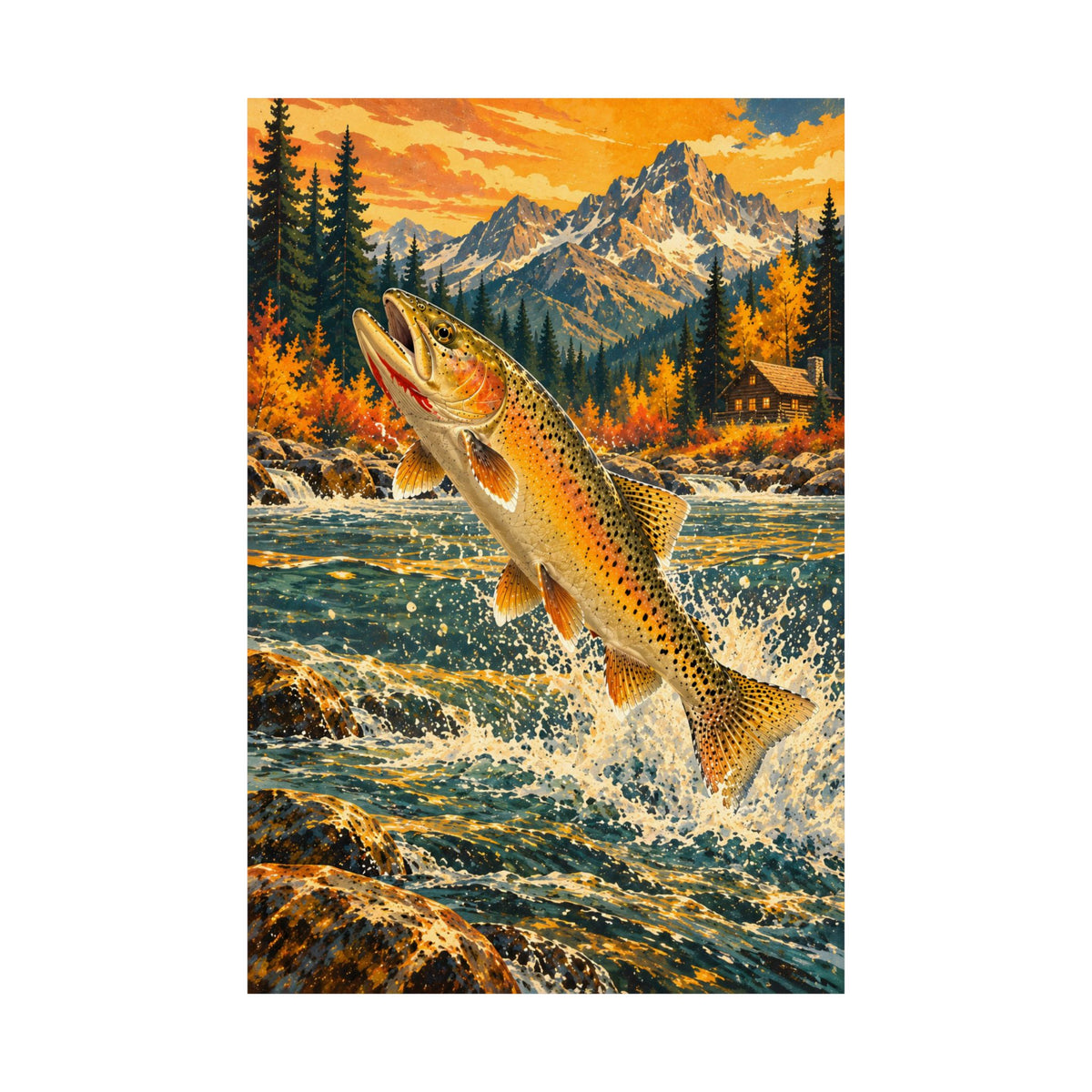 Idaho Wilderness Cutthroat Trout Vintage fishing poster close-up