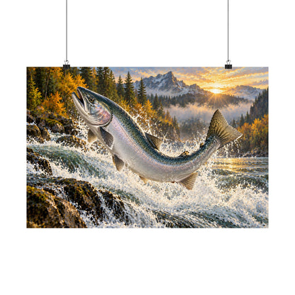 Sunrise Leap Coho Salmon poster wall art, 24x16 size view