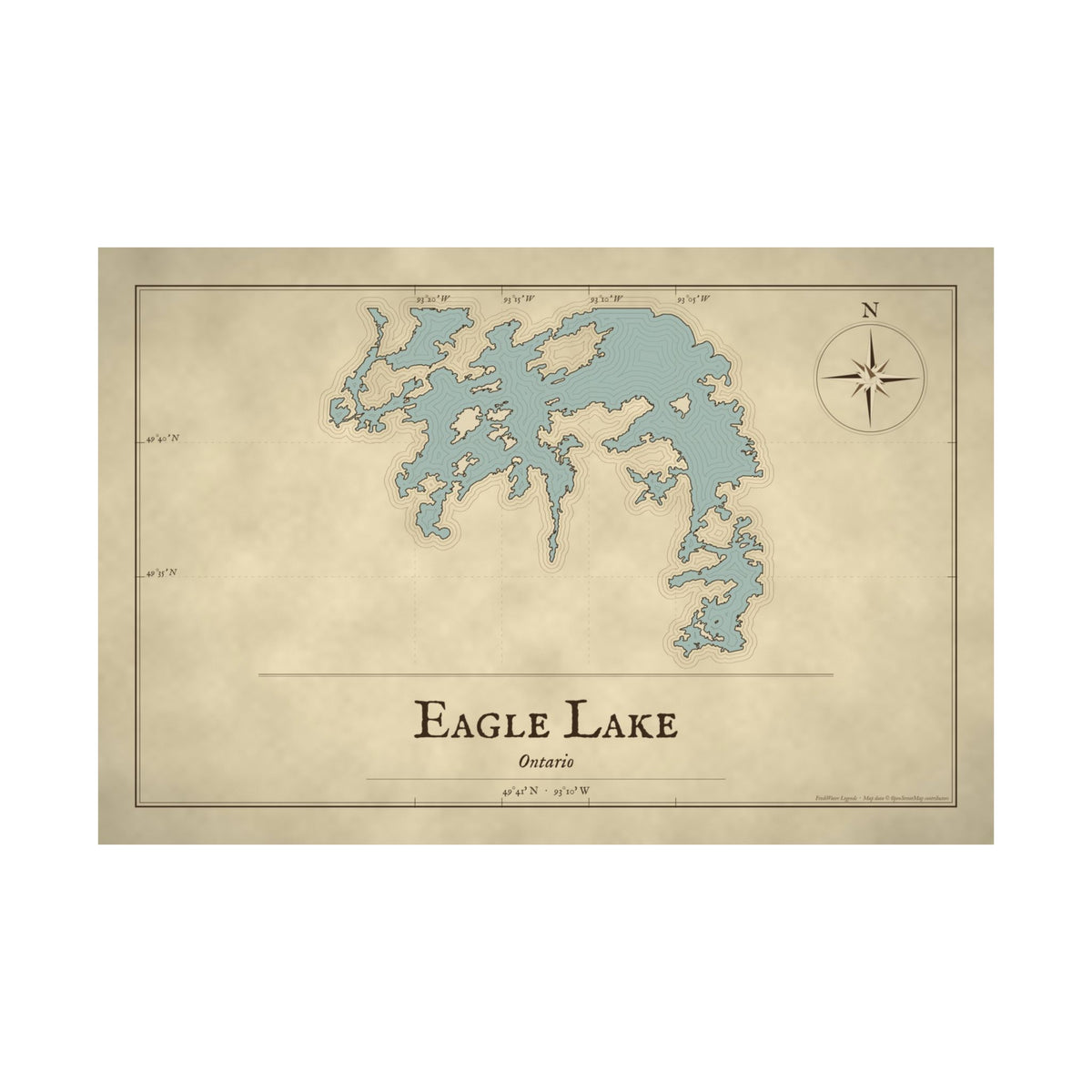 Eagle Lake Vintage Map poster wall art, view 4