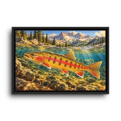 Beneath Alpine Peaks Golden Trout framed canvas wall art, view 2