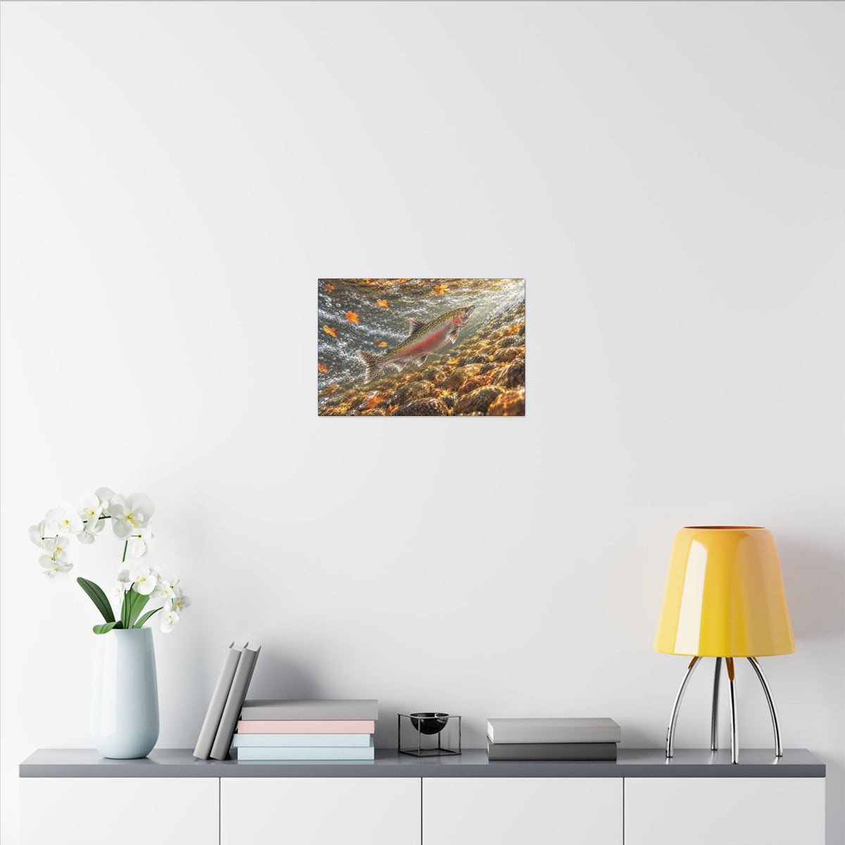 Autumn Leaf Run Salmon canvas wall art, view 6