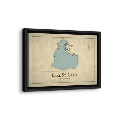 Lake St. Clair Vintage Map framed canvas wall art, view 4