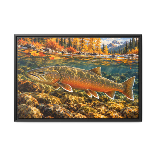 Autumn Char Bull Trout framed canvas, 36x24 size view