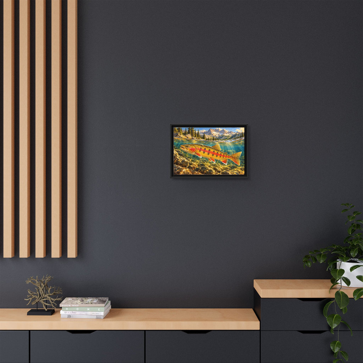 Beneath Alpine Peaks Golden Trout framed canvas wall art, view 6