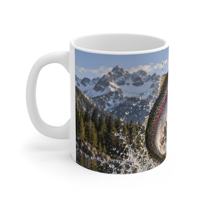 Alpine Thunder Rainbow Trout coffee mug, handle on the left
