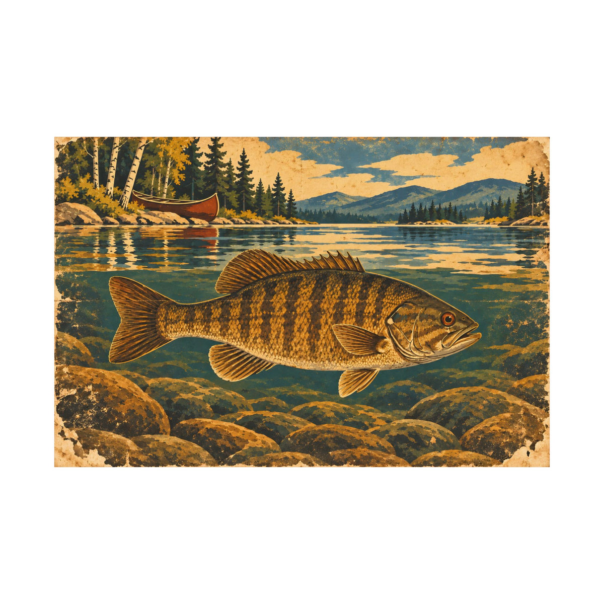 Vintage Lodge River Smallmouth Bass poster wall art, view 4