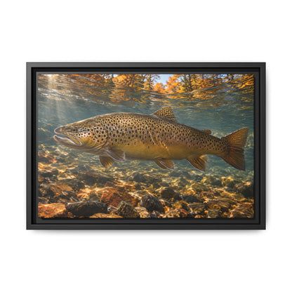 River of Copper Brown Trout framed canvas wall art, view 2