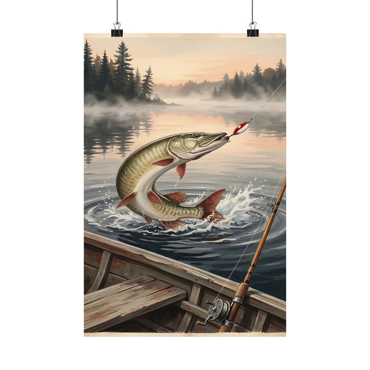 Dawn Muskie Strike Vintage Rowboat vertical poster wall art, 12x18 size view