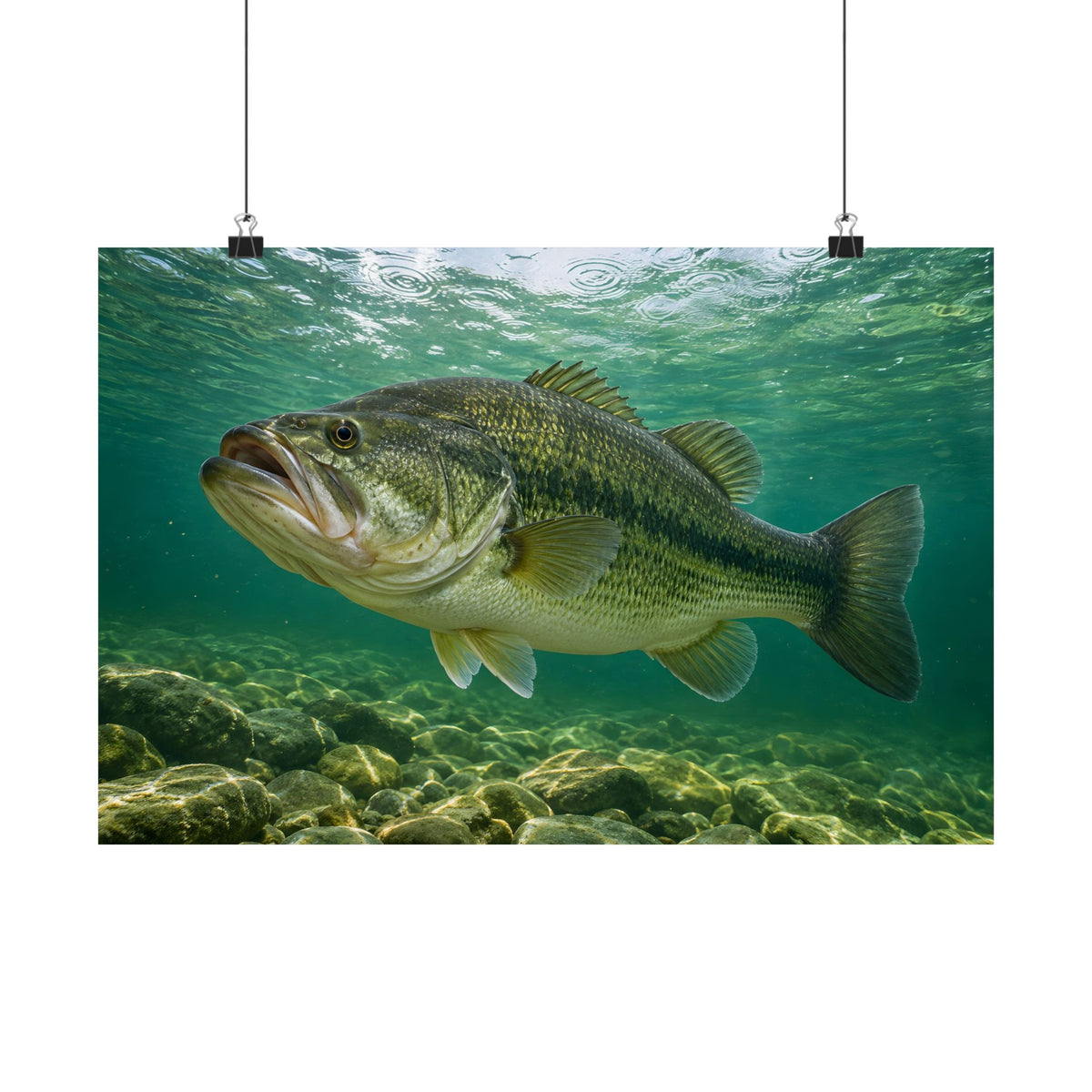 Emerald Rainlight Largemouth Bass poster wall art, 24x16 size view