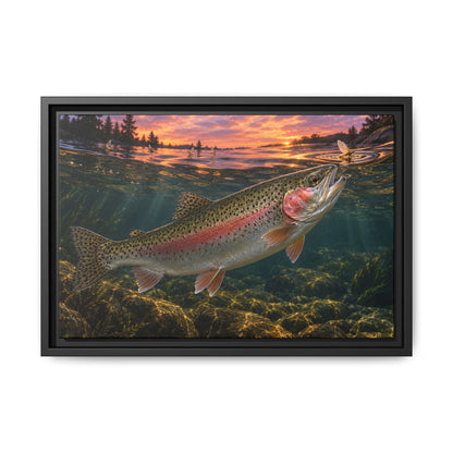 Dusk Rise Rainbow Trout framed canvas wall art – photo 2