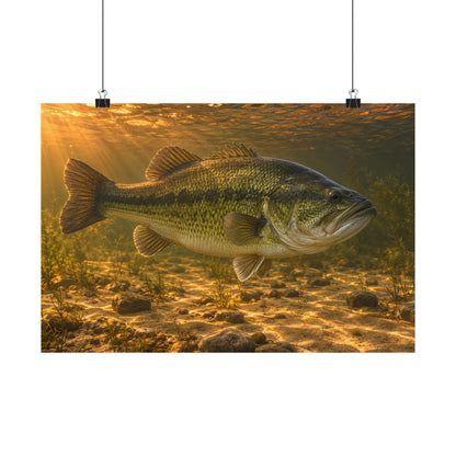 Copper Evening Flats Largemouth Bass poster wall art, 24x16 size view