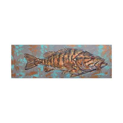 Legends Bold Rocky Point Smallmouth Bass Panorama long canvas wall art