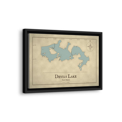 Devils Lake Vintage Map framed canvas wall art, view 4
