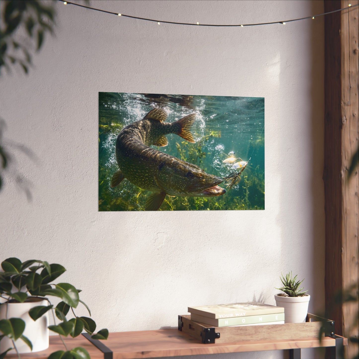 Northern Pike Spinnerbait Strike Fine Art Print — Museum-Quality Giclée for Anglers