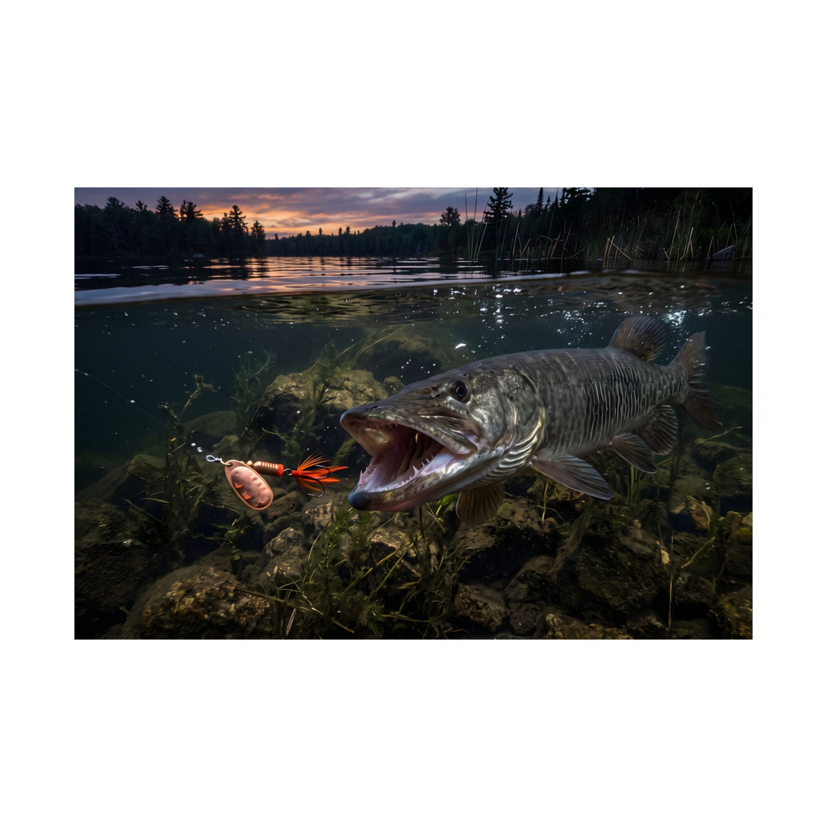 Sunset Spinner Strike Muskie poster wall art, view 3