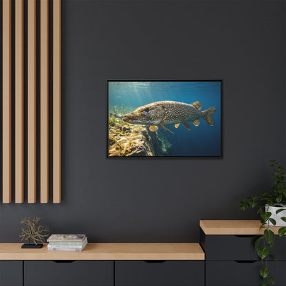 Northern Pike Deep Water Cruise Framed Canvas wall art, view 6