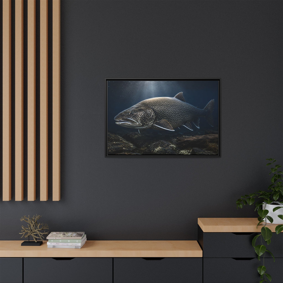 The Ancient One Lake Trout framed canvas wall art, view 6