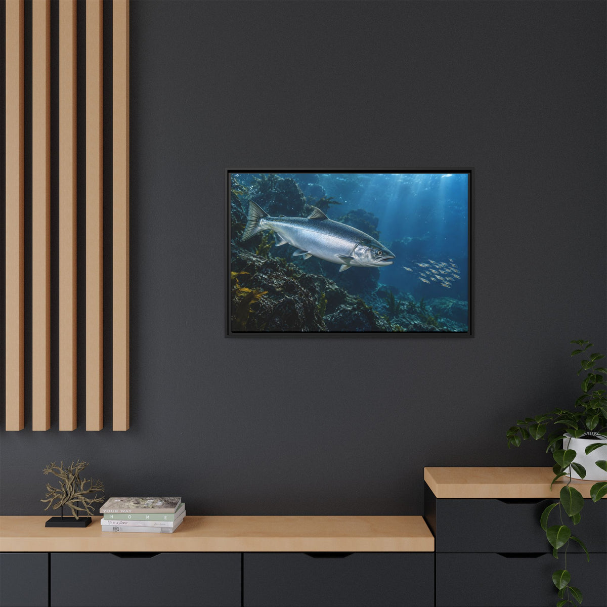 Autumn Glacier Run Atlantic Salmon framed canvas wall art, view 6
