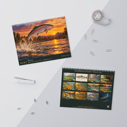 2027 Trout Wall Calendar — Fish Art with Best Fishing Days