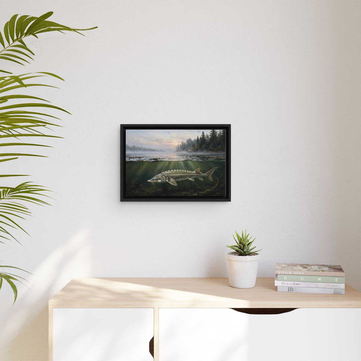 Sturgeon Dawn River framed canvas wall art, view 5