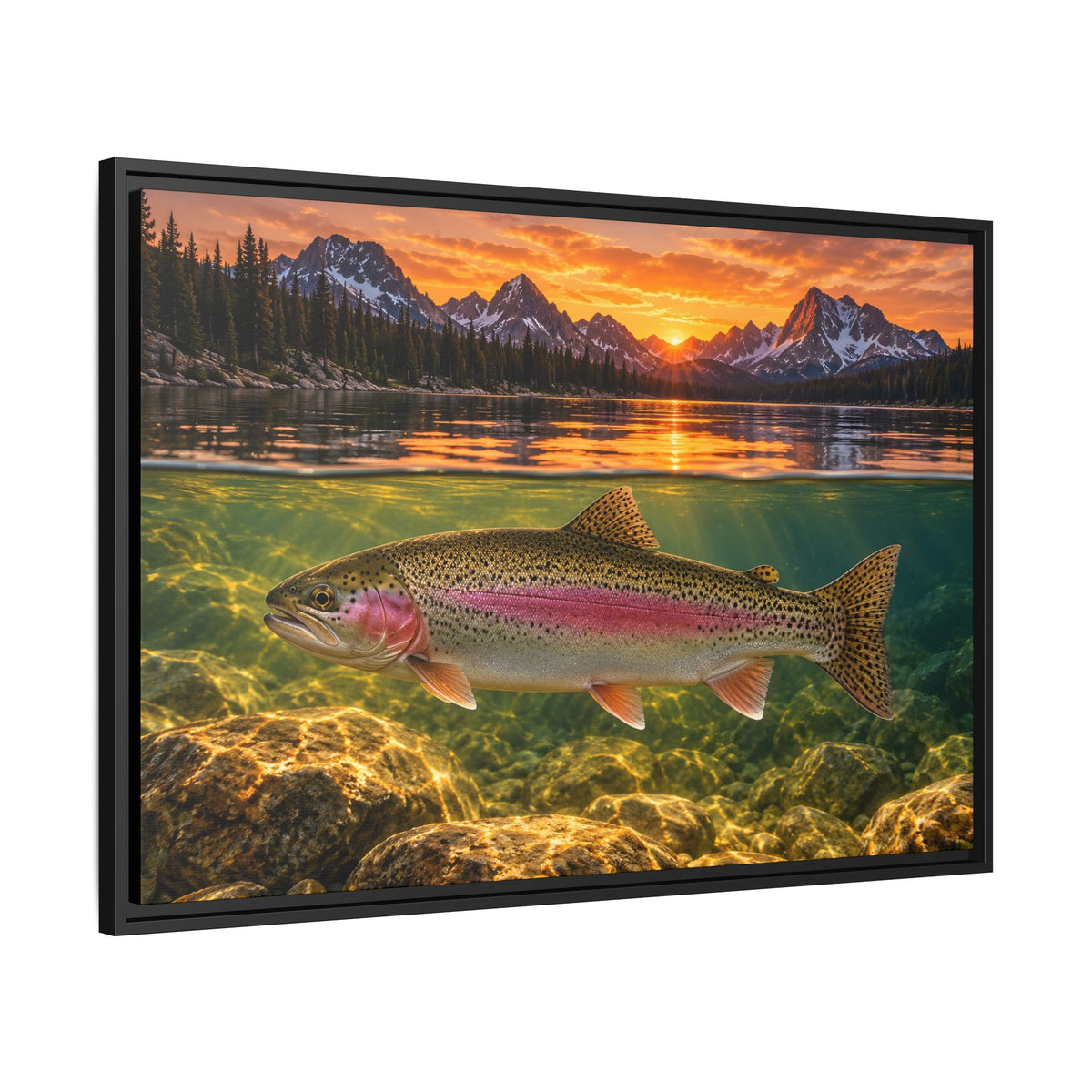 Alpine Over-Under Rainbow Trout framed canvas wall art – photo 4