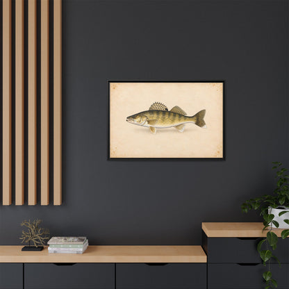 Walleye Field Study framed canvas in a home office
