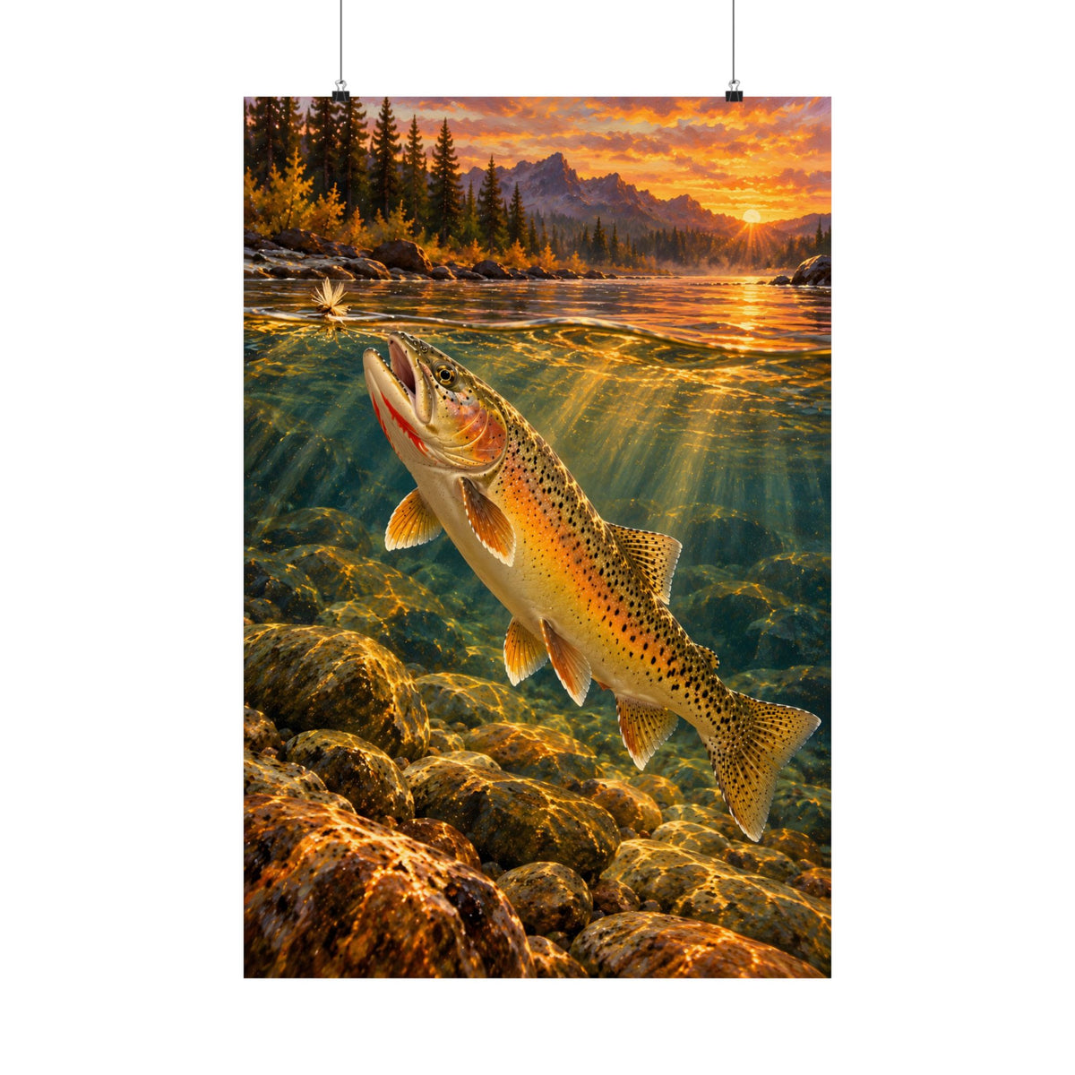 Red Throat at Dusk Cutthroat Trout vertical poster wall art, 24x36 size view